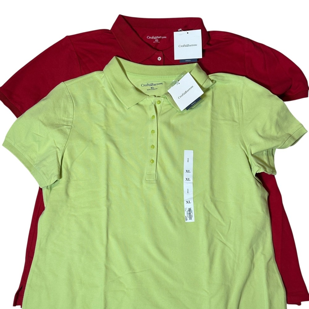 Croft & Barrow Polo Shirt Women‎ XL Pique Cotton Blend New Lot of 2 - Picture 2 of 5